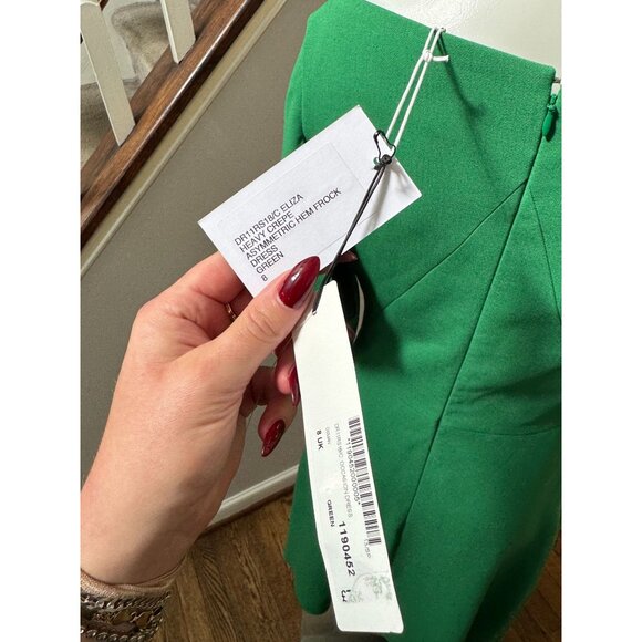 NWT Osman Eliza Asymmetric Crepe Hem Dress in Green Size 8 UK 4 US - Picture 6 of 7